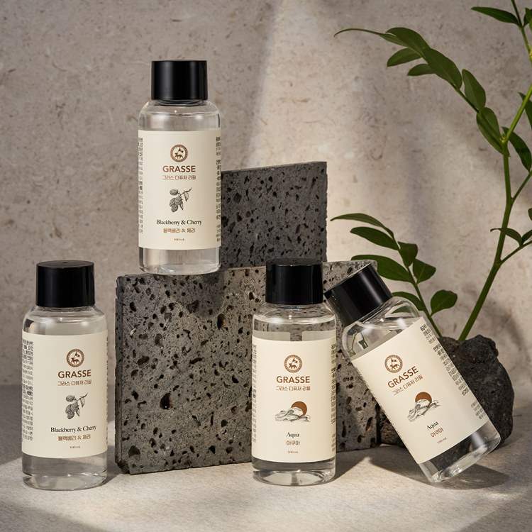 그라스 디퓨저 공용 리필 100ml+리드스틱(차량용,블루,브리에,오브제 전용스틱)