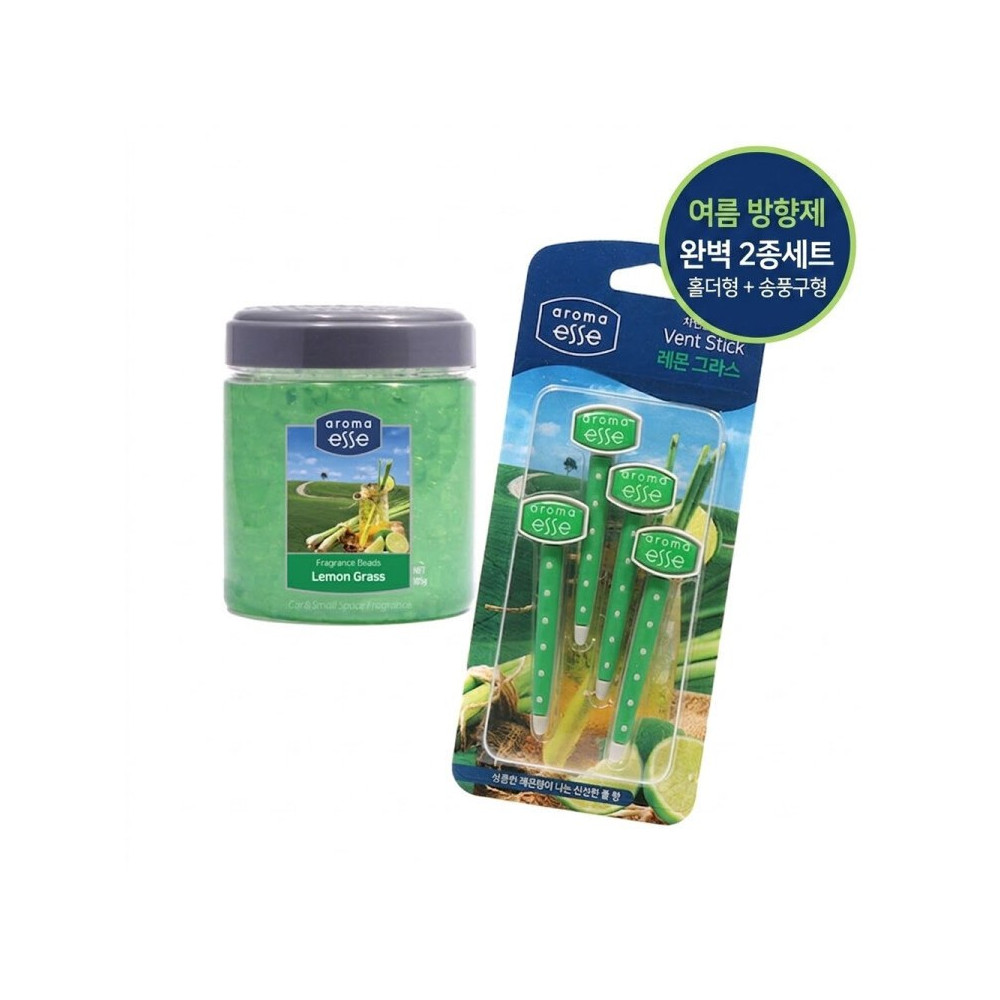 [1+1] 아로마엣세 홀더형+송풍구형 차량용방향제 2종세트(프래그런스비즈+벤트스틱) 사진 1