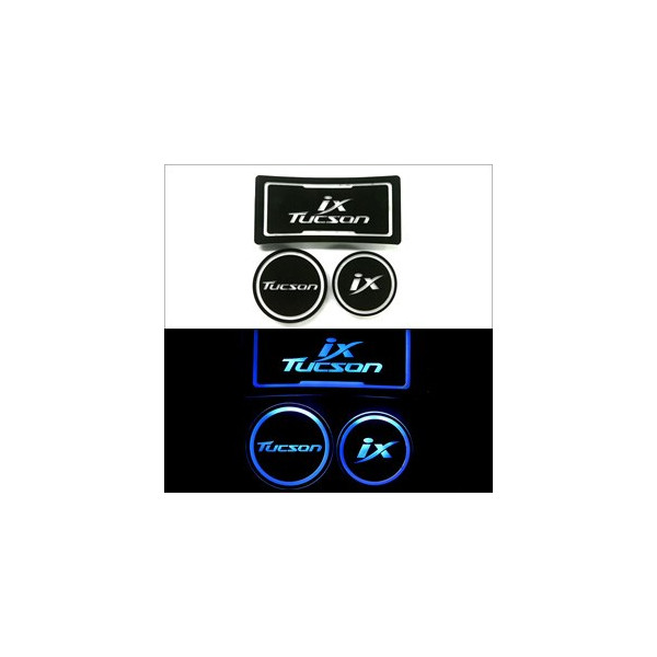 [ZiB2B] 투싼ix 전용 LED 컵홀더 콘솔 플레이트,안티스크래치 (3pc) [Zi0745]