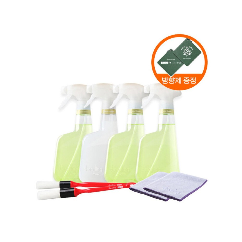 방향제증정! 디테일링프로 ECO 실내세차 8종세트 (실내세정제/실내코팅제/직물세정제/가죽세정제/버핑타월2개/브러쉬2종) 사진 1